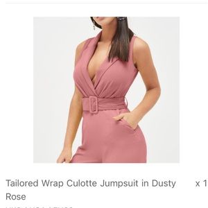 Lavish Alice Dusty Rose tailored wrap culotte belted jumpsuit